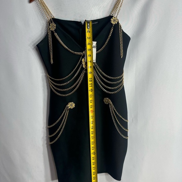 Bella  Black Dress with Gold Chain Accents size M brand new w tags - Picture 15 of 15